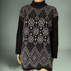 Innovation Sport Women Pullover Sweater Sz 1X Brown White High Neck Mid Length